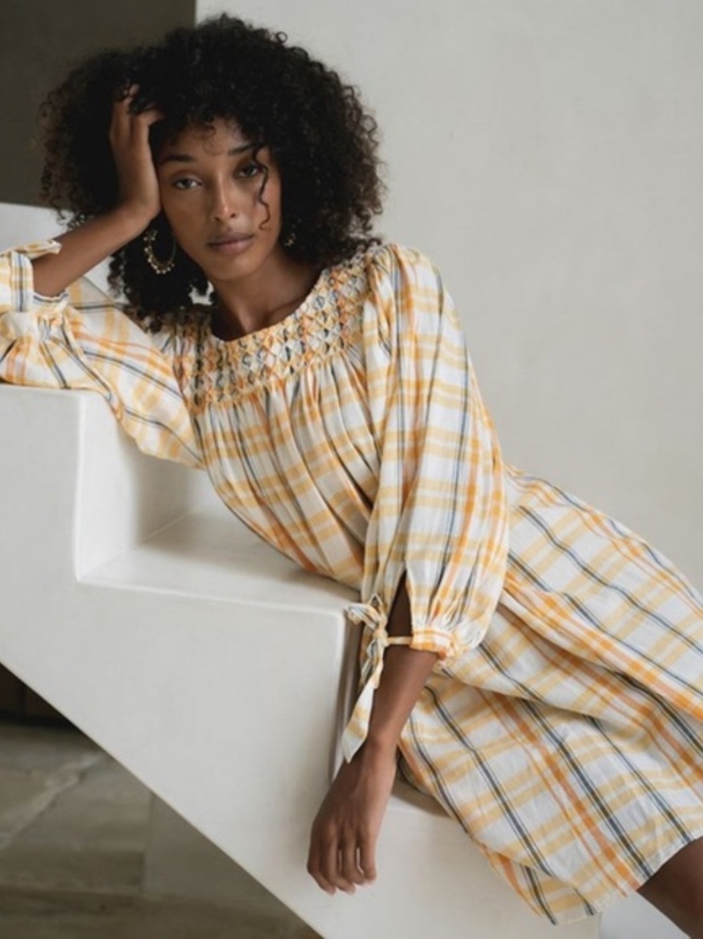 NEW Daughters of India Freya dress. Honeycomb Plaid. S. NWT